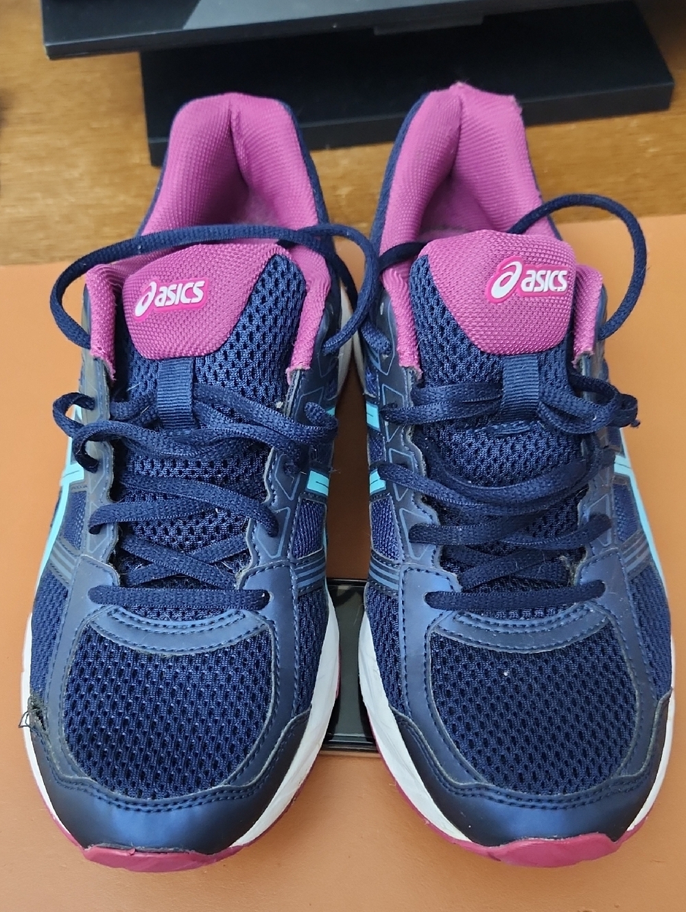 ASICS Navy and Pink Women's Athletic Running Shoes